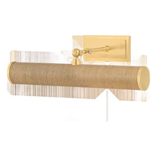 Mitzi Holly 16.25 in. 2 Light Picture Light in Aged Brass and Grasscloth Finish For Sale