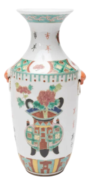 Chinese Famille Rose Rouleau Vase With Ancient Censers, C. 1930
