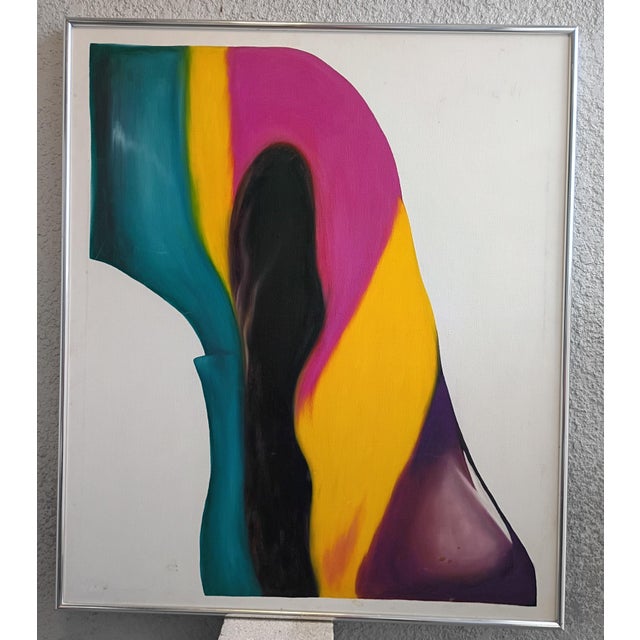 Abstract Large 1970s Mid-Century Color Field Abstract Painting by John David Rigsby For Sale - Image 3 of 10