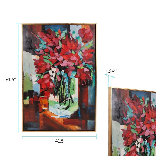 Wood Red Tulips In Vase Hand Painted Original Art For Sale - Image 7 of 7