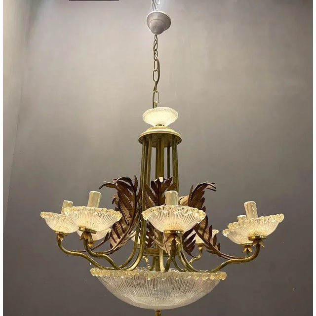 Venetian Murano Glass Tole Chandelier, 1960s For Sale - Image 6 of 8