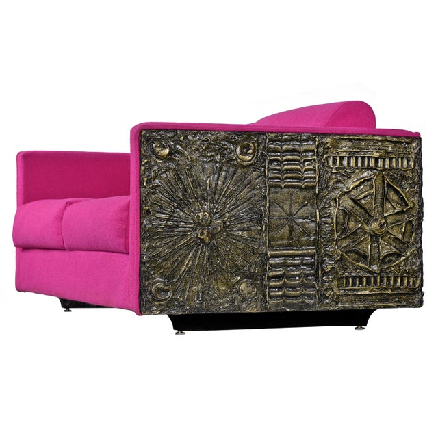 Adrian Pearsall Craft Associates Pink Paul Evans Style Brutalist Loveseat Sofa For Sale - Image 10 of 16