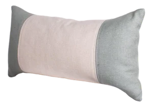 Custom Blue and White Linen Colorblock Lumber Pillow 21x11 In.