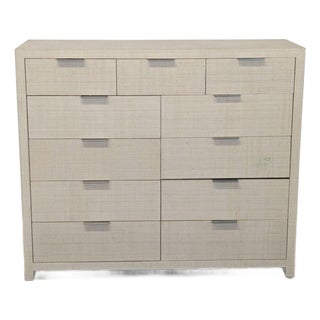 Restoration Hardware Burke 11-Drawer Modern Raffia Dresser For Sale