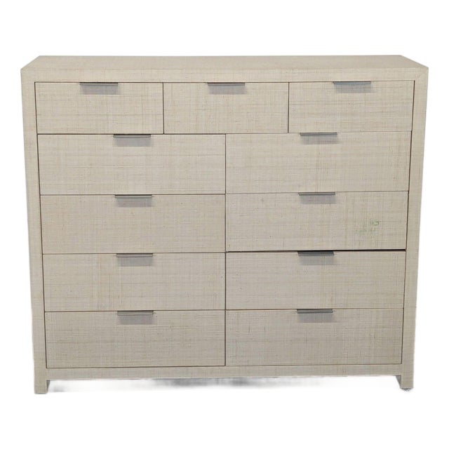 Restoration Hardware Burke 11-Drawer Modern Raffia Dresser For Sale