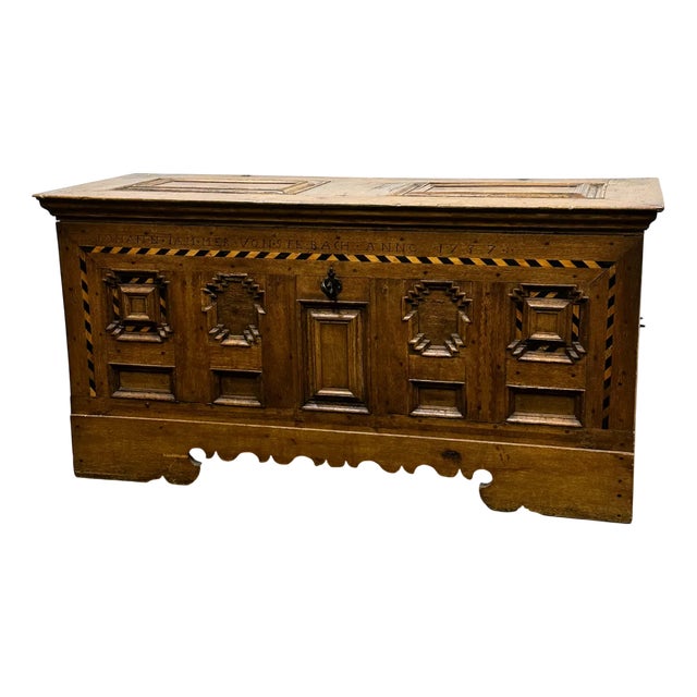 Antique German Baroque Travel Trunk, 1737 For Sale