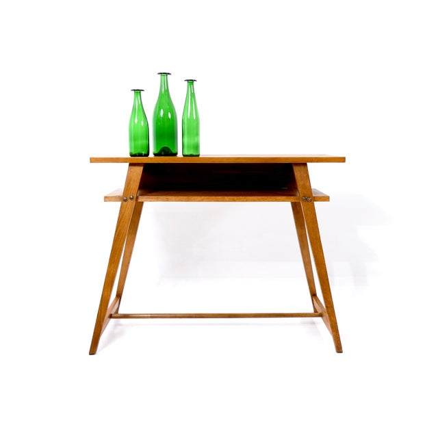 Vintage French Console Table in Oak, 1950s For Sale - Image 8 of 18