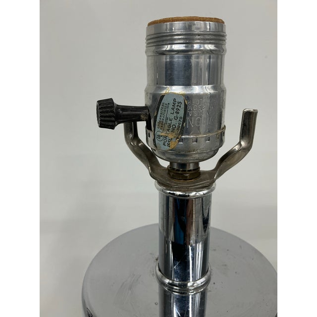 Pair of Modernist Polished Chrome and Cork Table Lamps For Sale - Image 10 of 12