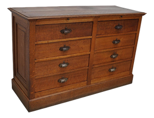 Antique French Oak Shop Counter Kitchen Island, Early 20th Century