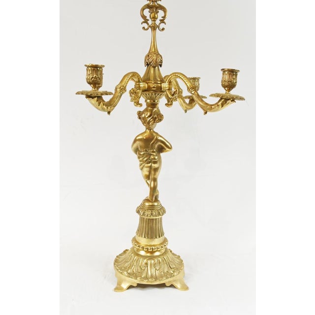 Gilt Bronze Candelabras Figural Cherub Ormolu, Set of 2 For Sale - Image 14 of 16