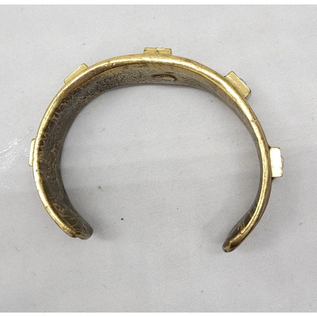 Vintage 1980s Signed Gerard Yosca Red Enamel & Clear Rhinestone Cuff Bracelet For Sale In Philadelphia - Image 6 of 7