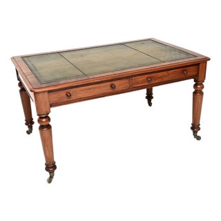 Antique Victorian Leather Top Partners Desk, 1830s For Sale