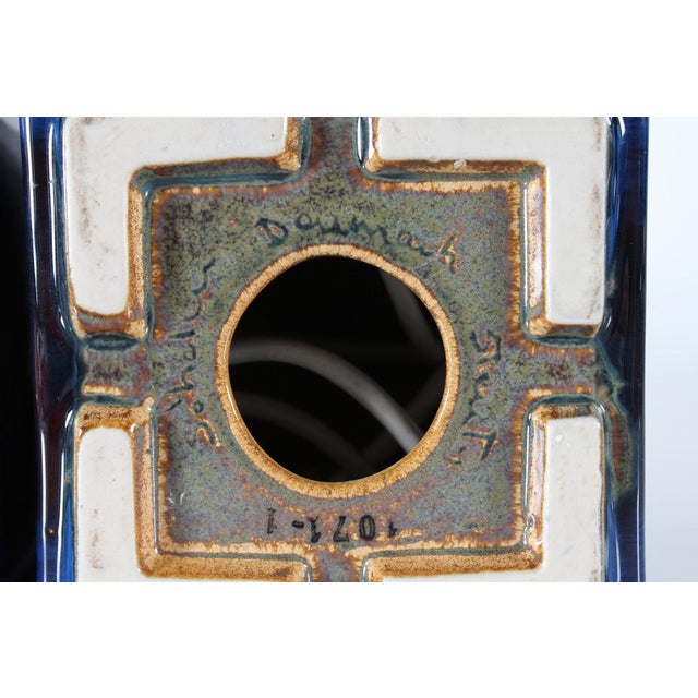 Vintage Danish Sculptural Table Lamps with Glossy Dark Blue Glaze from Søholm, 1960s, Set of 2 For Sale - Image 6 of 17