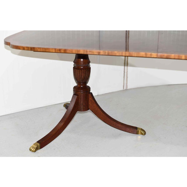 Mid Century Flame Mahogany Banded Dining Table With Extensions 116in For Sale - Image 10 of 12