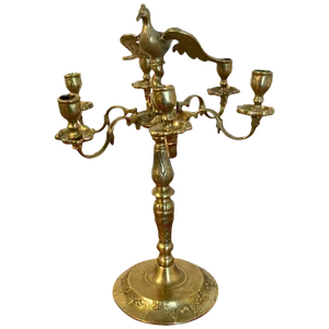 19th Century Antique European Brass Figural Candelabra