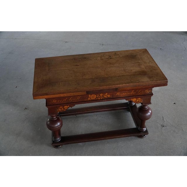 Baroque Danish Baroque Extendable Oak Table with Intarsia, 19th Century For Sale - Image 3 of 18