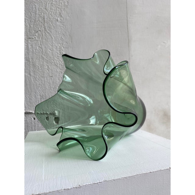 Vintage Green Blown Glass Handkerchief Vase, Circa 1960s Chairish