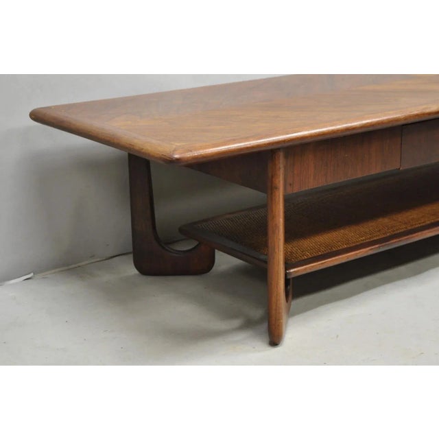 Mid 20th Century Vintage Mid Century Danish Modern Sculptural Walnut 1 Drawer Long Coffee Table For Sale - Image 5 of 15