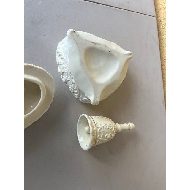 Ceramic Vintage Victorian Floral Ceramic Heart Box and Bell For Sale - Image 7 of 9