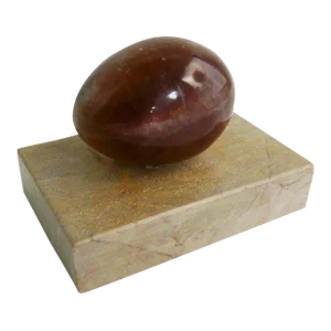 Antique 19th Century English Regency Derbyshire Blue John Feldspar Paperweight Egg Mounted on a Marble Plinth