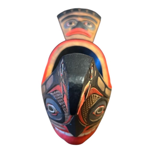 Black Carved Triple-Faced Bird Bowl in the Northwest Style For Sale - Image 8 of 11