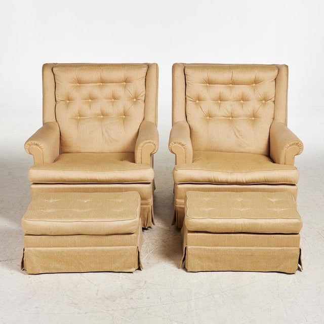 Scandinavian Lounge Chairs and Ottomans, 1970s, Set of 4 For Sale - Image 4 of 6