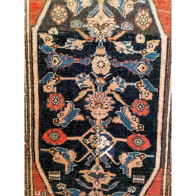 Antique Persian Bidjar Wide Runner, Hand-Knotted Wool, Geometric Pattern, Terracotta & Navy, 4x11 For Sale - Image 14 of 18