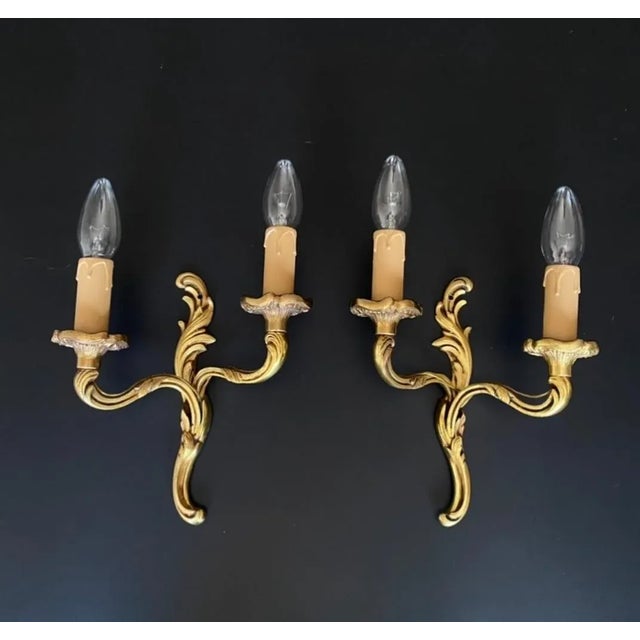 1960s French Bronze Wall Lamps, 1960s, Set of 2 For Sale - Image 5 of 11