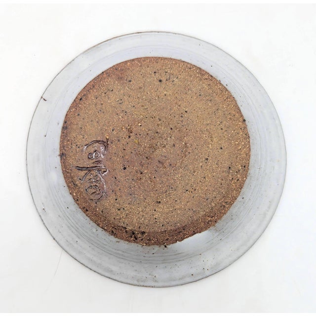 Cream 1970s Studio Pottery Artisan Signed Glazed Stoneware Trinket Dish For Sale - Image 8 of 9