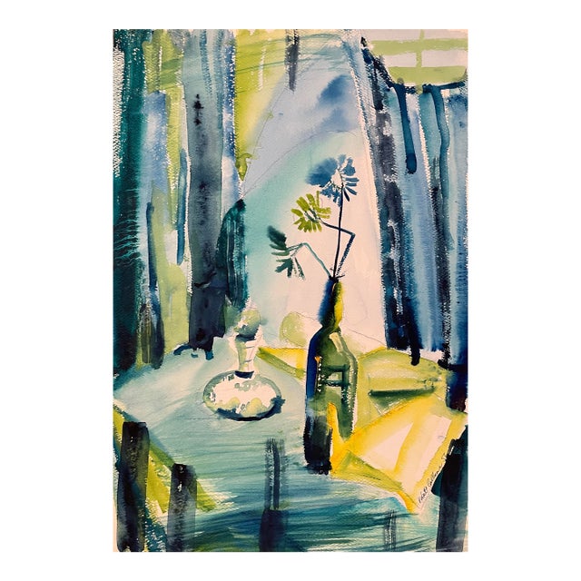 1956 Robert Colborne Still Life With Flower Vase Painting For Sale