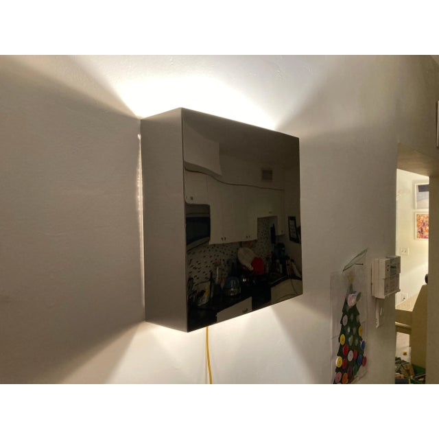 Modern 1980s Blue Stainless Steel Sconce Wall Lamps - A Pair For Sale - Image 3 of 13