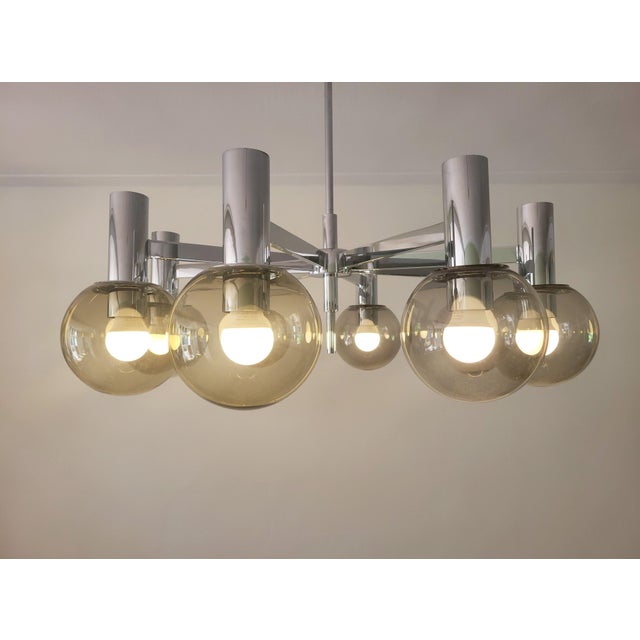 Large Chrome Chandelier by Kaiser Leuchten, 1970s, in Very Good conditions. Designed 1960 to 1969 I have official proof of...