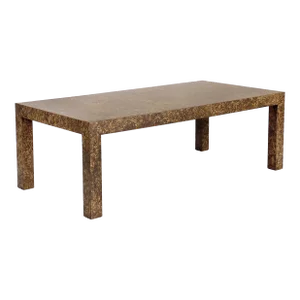Vintage 1970s Faux Burl Laminate Formica Wood Parsons Coffee Table Milo Baughman Style