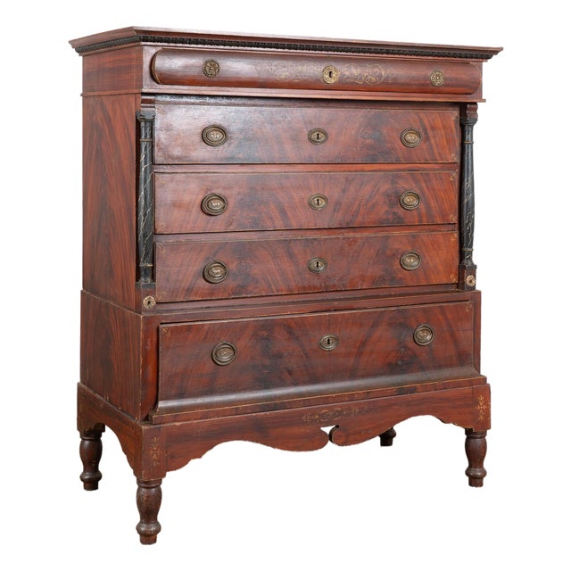 Early 19th Century Danish Pine Large Chest of Five Drawers With Original Painted Finish For Sale