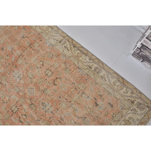 Turkish Apricot Colour Oushak Vintage Rug For Sale - Image 3 of 10