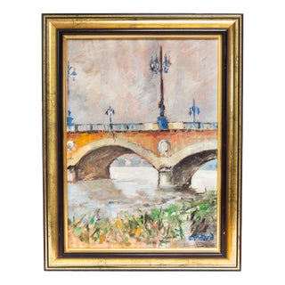 Christian Mitard, Landscape of Bordeaux, 1980s, Oil Painting on Canvas, Framed For Sale