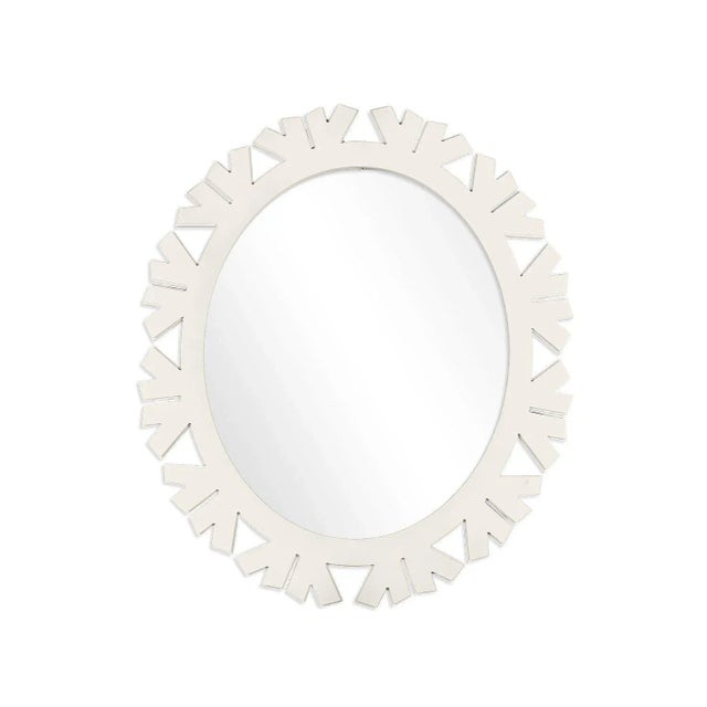 Contemporary Fleur Home Audubon Bamboo Sticks Oval Mirror in White Dove, 32x37 For Sale - Image 3 of 3