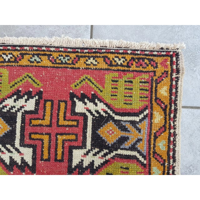 1950s Red and Yellow Small Carpet For Sale - Image 6 of 10