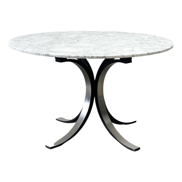 Vintage Round Model T69 Dining Table in Marble attributed to Osvaldo Borsani for Tecno, 1970s For Sale
