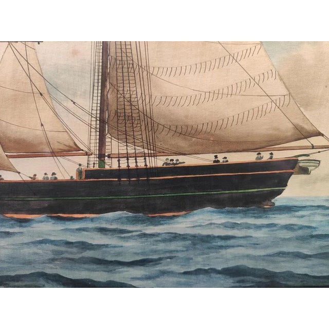 Ships, Watercolors, 1900, Framed, Set of 2 For Sale - Image 3 of 12