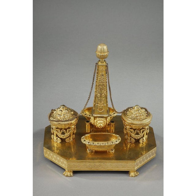 Traditional Empire Period Gilt Bronze Obelisk Inkwell, 1810 For Sale - Image 3 of 18