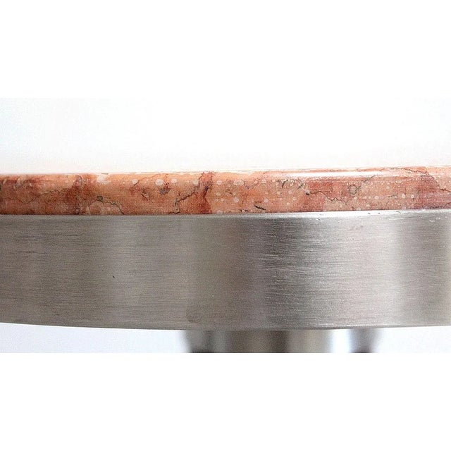 Small Circular Brushed Stainless Steel Pedestal Table, 1920s For Sale - Image 10 of 18