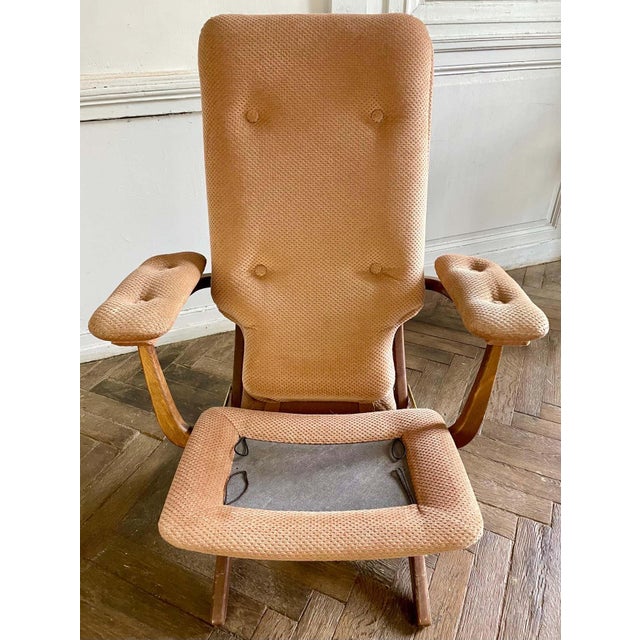 Vintage Wood and Velvet Folding Armchair, 1970s For Sale - Image 4 of 18