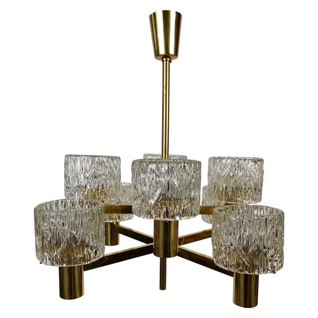 Brass and Lead Glass Pendant Lamp from J. T. Kalmar, Austria, 1965 For Sale - Image 12 of 12