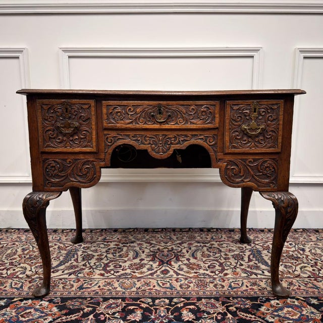 Wood Antique English Writing Desk in Oak For Sale - Image 7 of 15