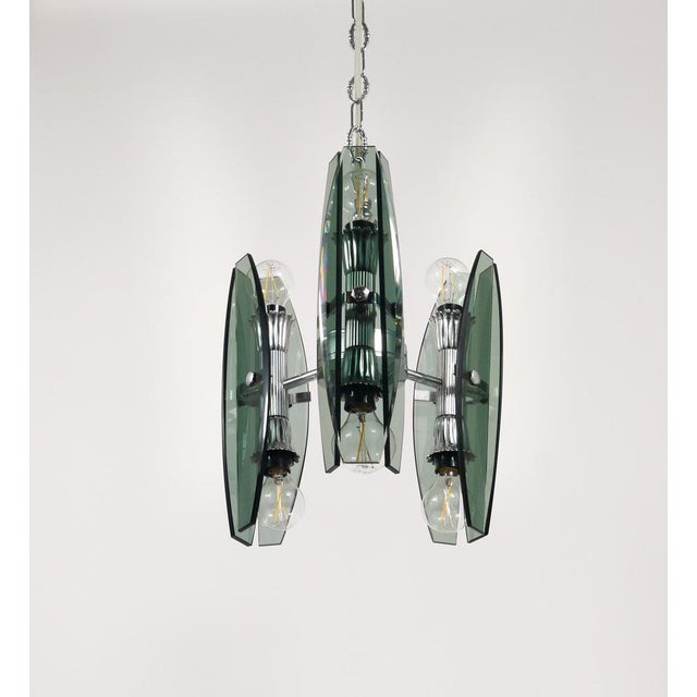 Glass and Chrome Pendant Light by Veca Murano, 1970s For Sale - Image 16 of 18