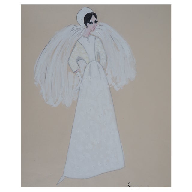 Serge Pons: Wedding Dress, Original Watercolor For Sale
