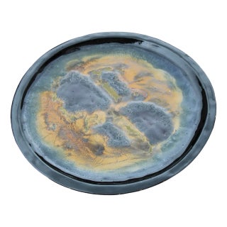 Vintage Italian Ceramic Plate with Textured Enamel, 1960 For Sale