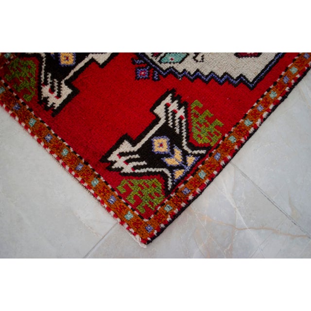 Textile 1970s Hand Knotted Small Turkish Rug, Door Mat, Entryway Rug, Bath Mat, Kitchen Decor - 20x37 Inches For Sale - Image 7 of 13