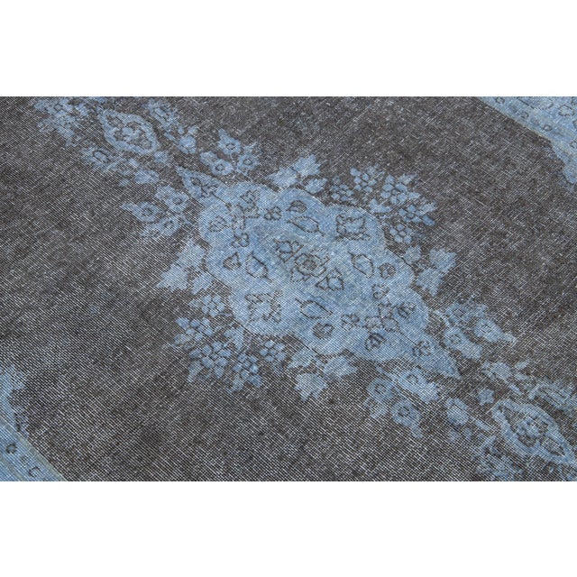 Handmade Blue and Gray Persian Overdyed Wool Rug With Rosette Motif 4 X 7 For Sale - Image 10 of 10